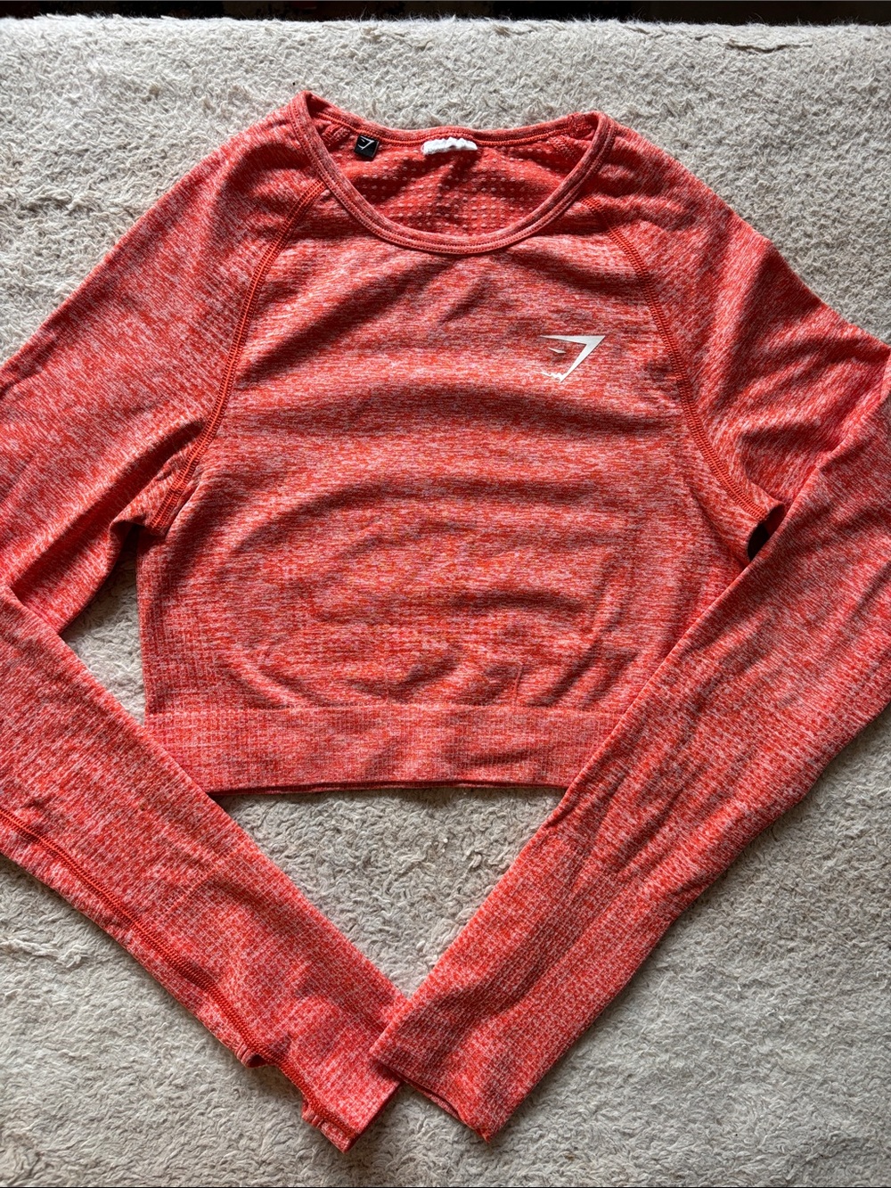 Gymshark Coral-Red Seamless Long Sleeve Crop Top